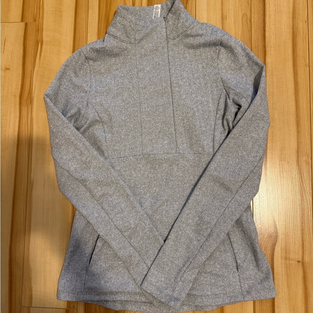 Kyodan Light Gray High-Neck Pullover Herringbone